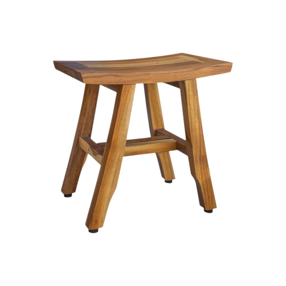 Banco de ducha curvilíneo de teca natural de 14"