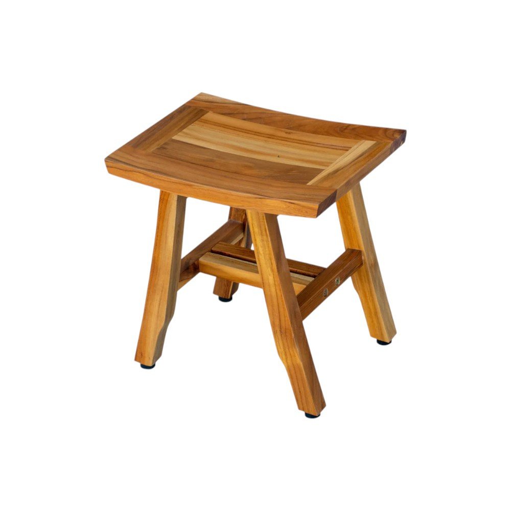 Banco de ducha curvilíneo de teca natural de 14"