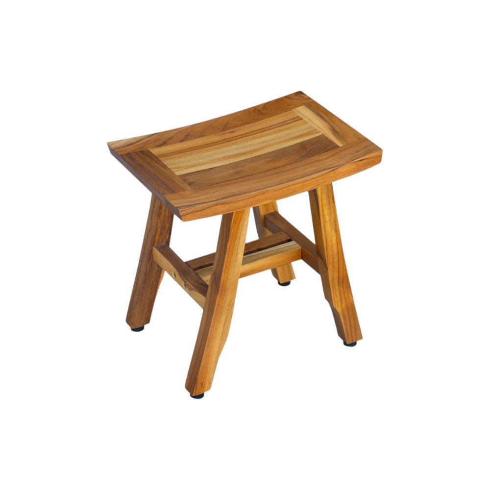 Banco de ducha curvilíneo de teca natural de 14"