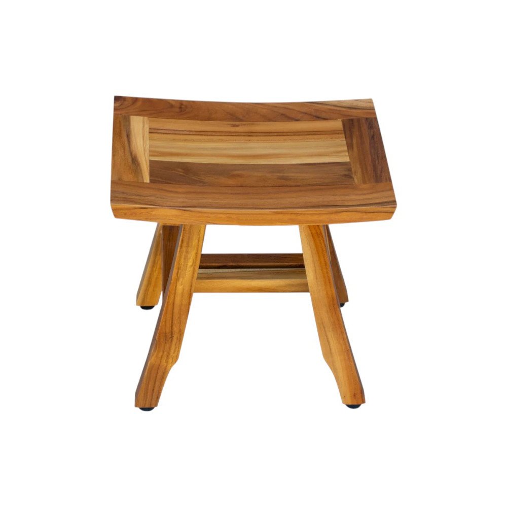 Banco de ducha curvilíneo de teca natural de 14"