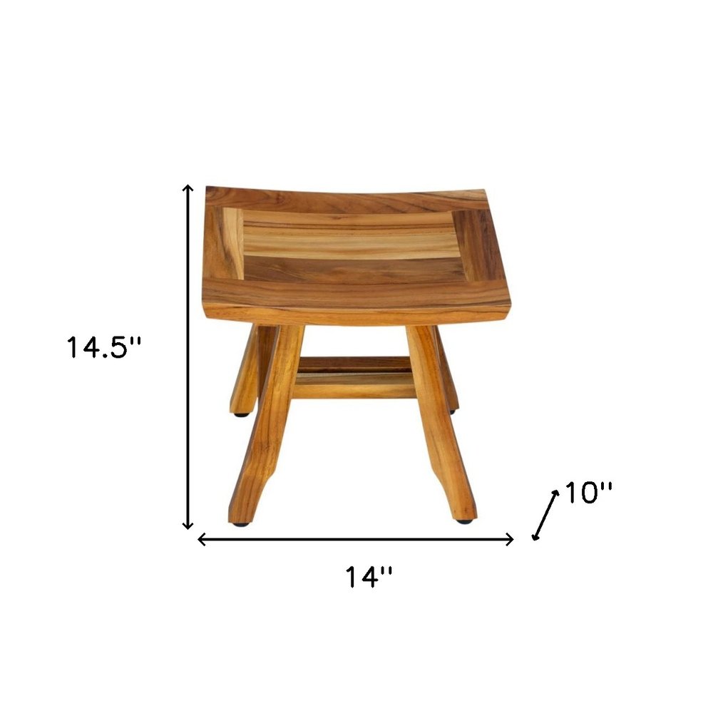 Banco de ducha curvilíneo de teca natural de 14"