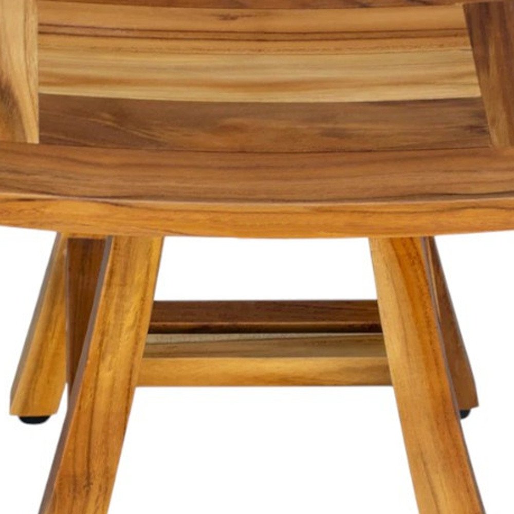 Banco de ducha curvilíneo de teca natural de 14"