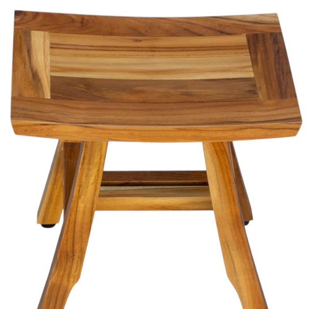 Banco de ducha curvilíneo de teca natural de 14"