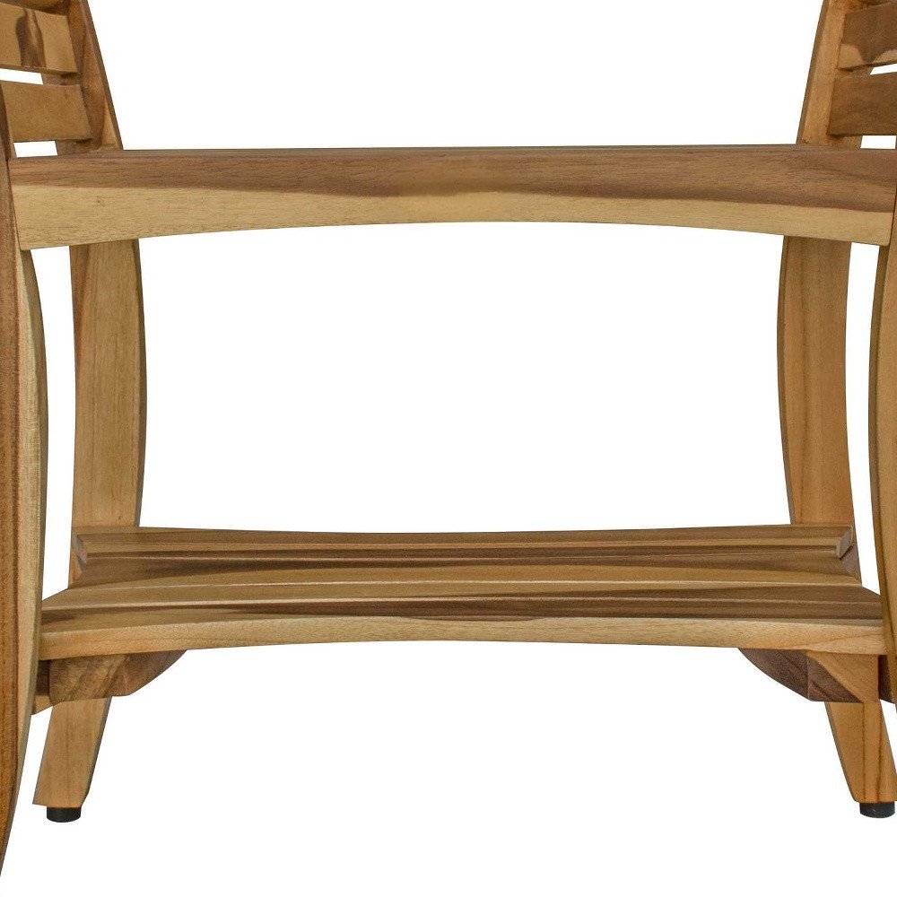 Banco de ducha de teca maciza natural de 24" con asas