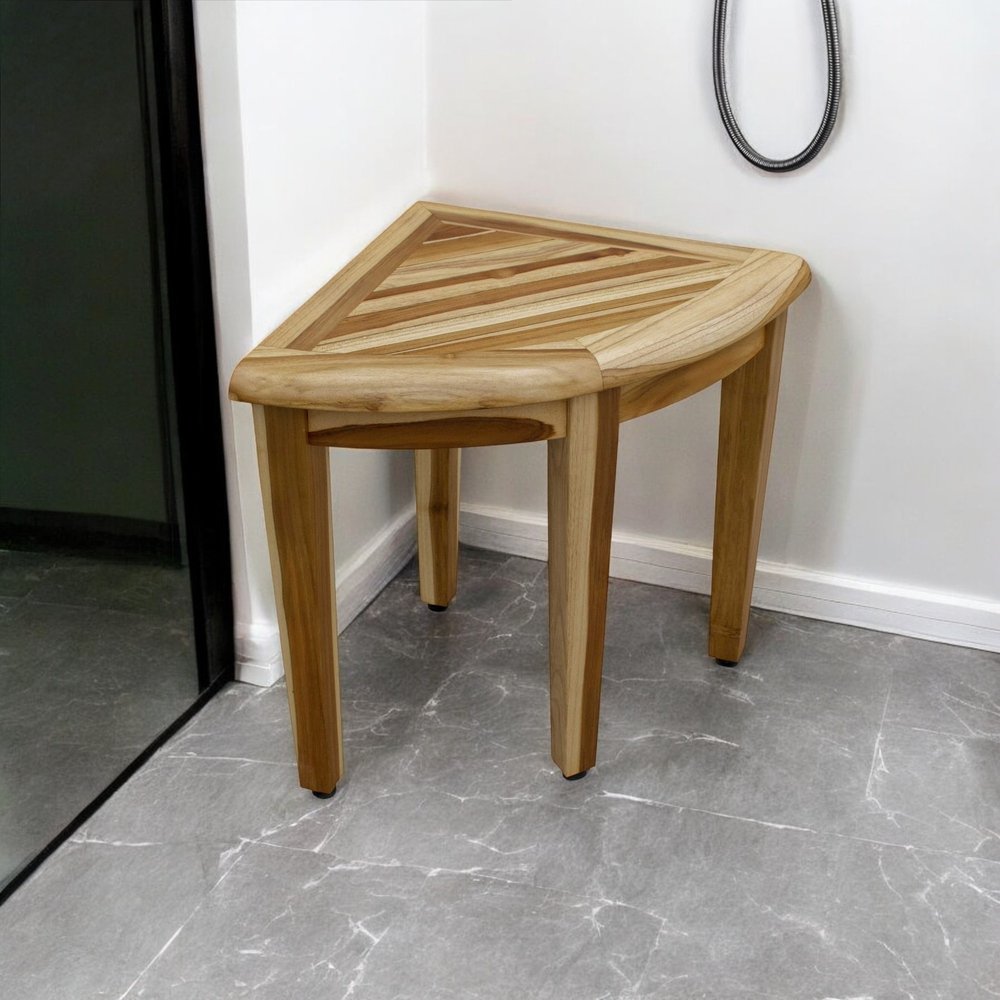 Banco de ducha esquinero de teca natural de 23"