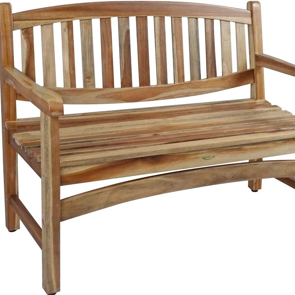 Banco de jardín de madera maciza de teca natural de 26"