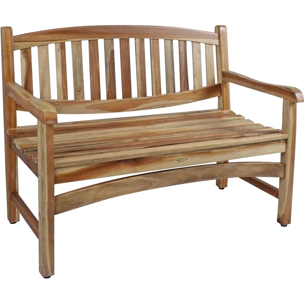 Banco de jardín de madera maciza de teca natural de 26"