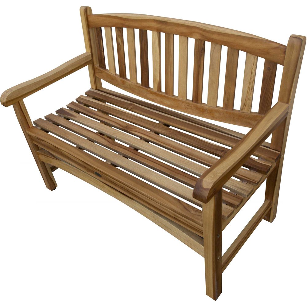 Banco de jardín de madera maciza de teca natural de 26"