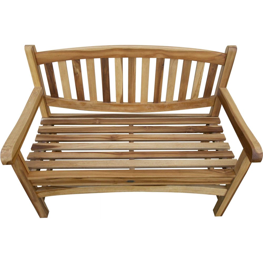 Banco de jardín de madera maciza de teca natural de 26"