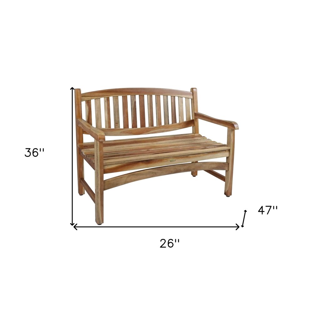 Banco de jardín de madera maciza de teca natural de 26"