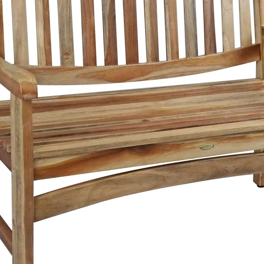 Banco de jardín de madera maciza de teca natural de 26"