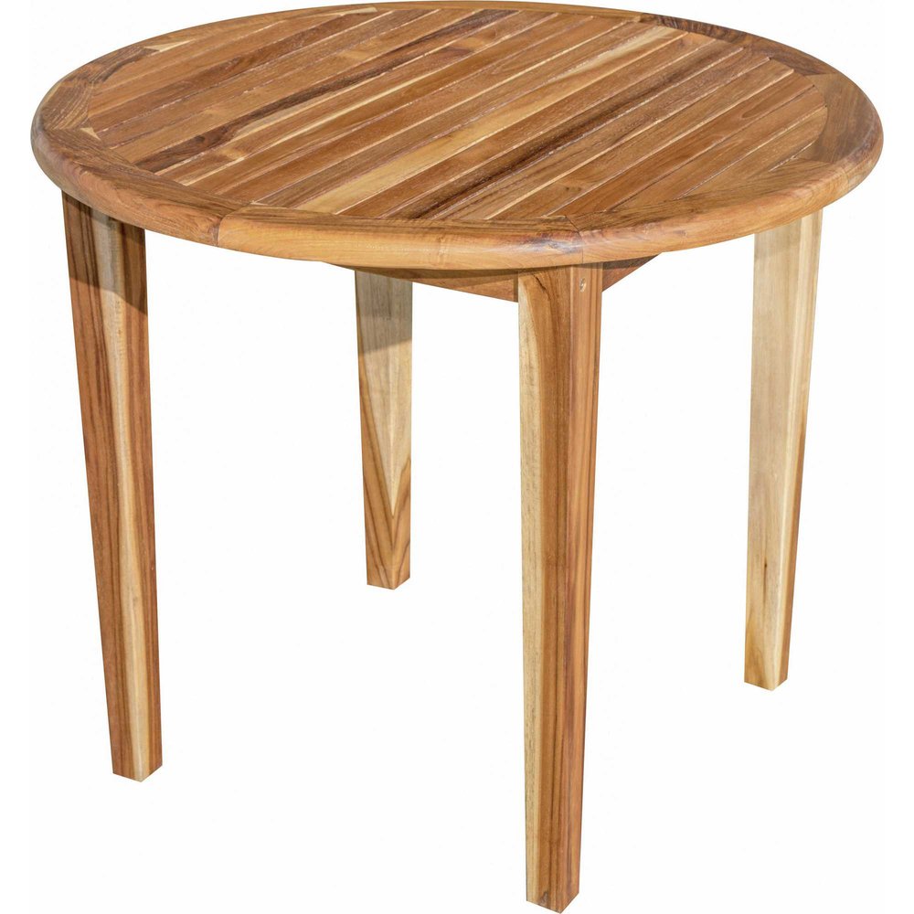Mesa de comedor para exterior de madera maciza natural redondeada de 36"