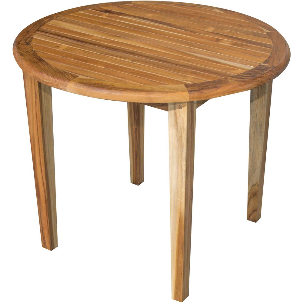 Mesa de comedor para exterior de madera maciza natural redondeada de 36"