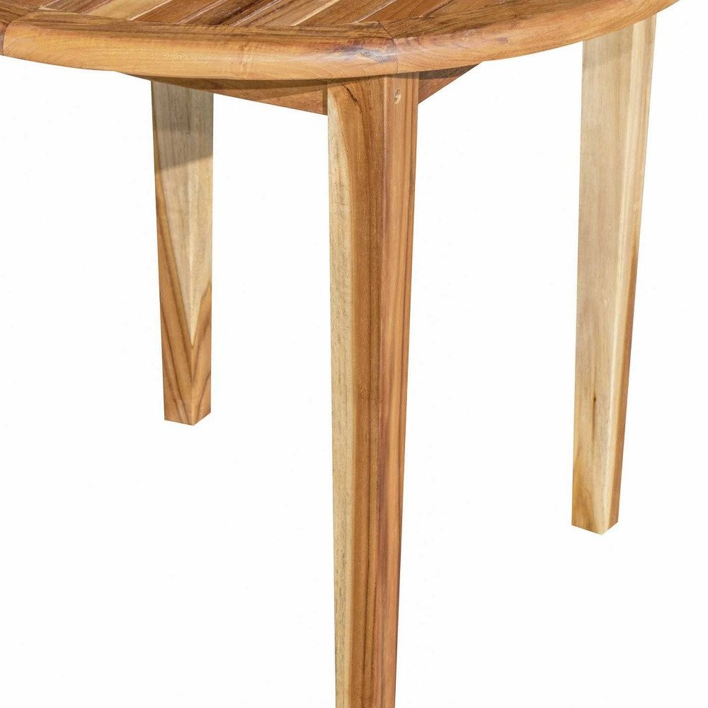 Mesa de comedor para exterior de madera maciza natural redondeada de 36"