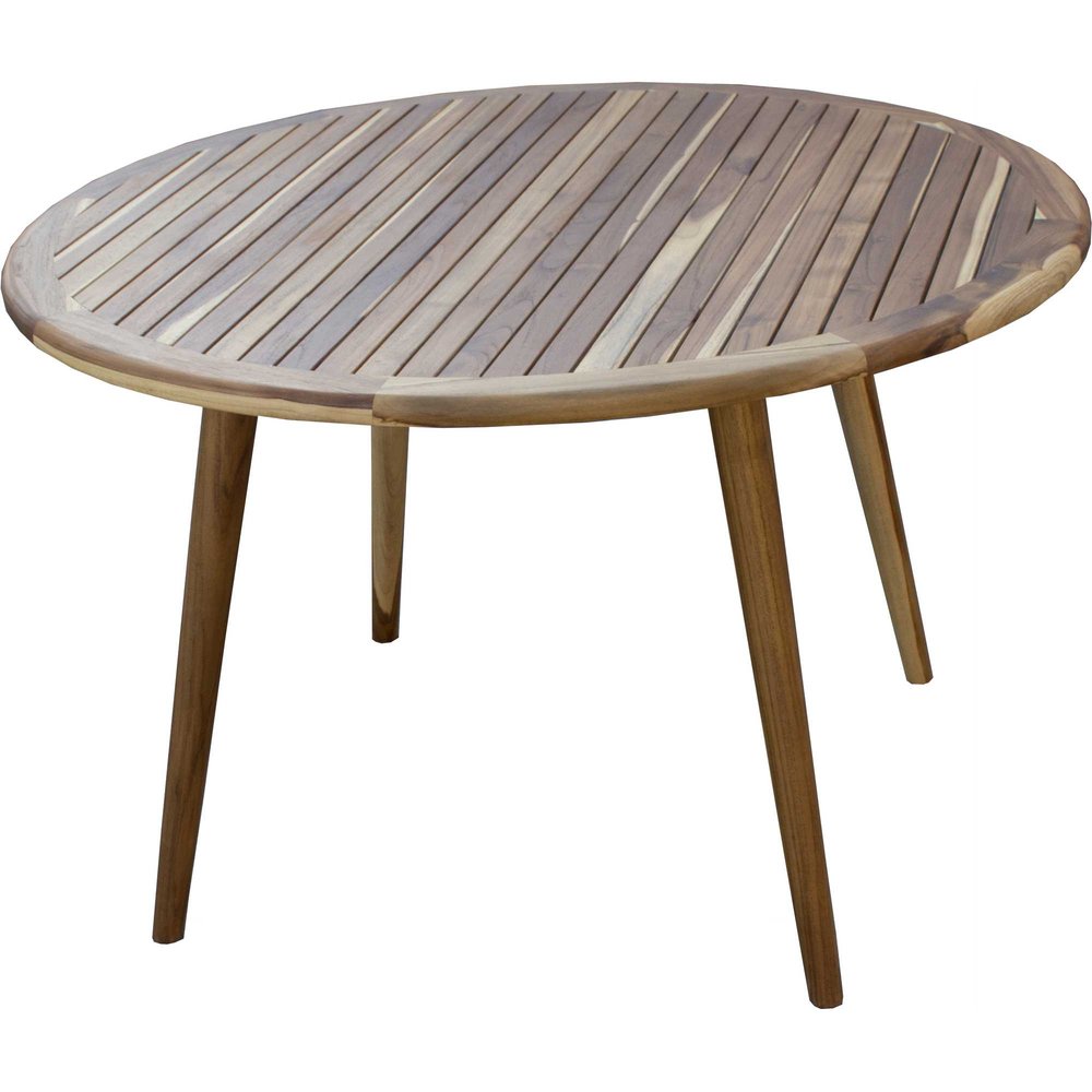 Mesa de comedor para exterior de madera maciza natural redondeada de 36"