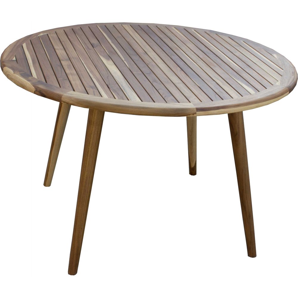 Mesa de comedor para exterior de madera maciza natural redondeada de 36"