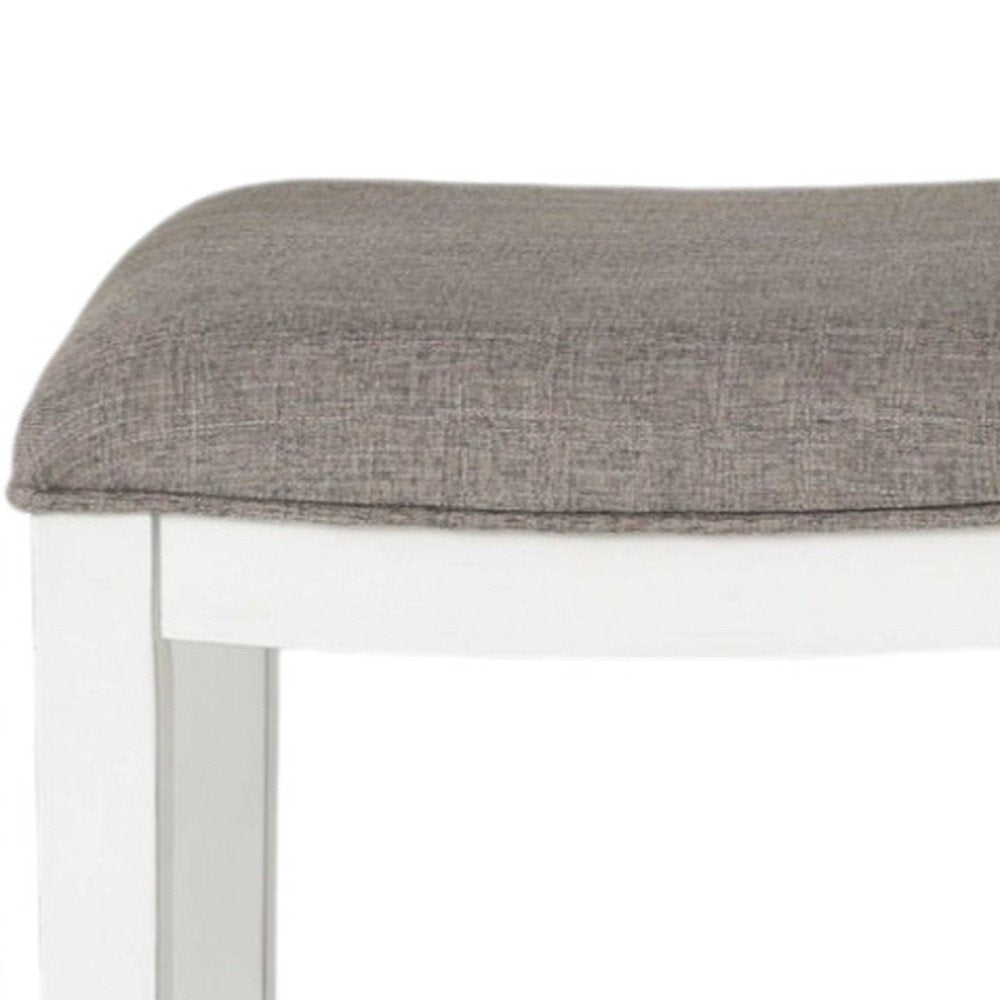 Mesa de bar rectangular de madera blanca de tres piezas de 49" con dos taburetes