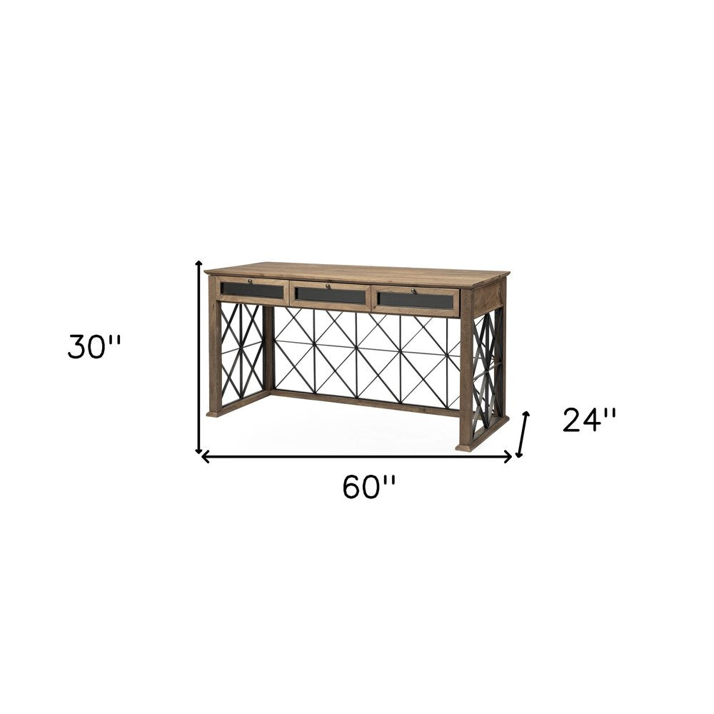 60" Solid Wood Enclosed and Open Storage TV Stand