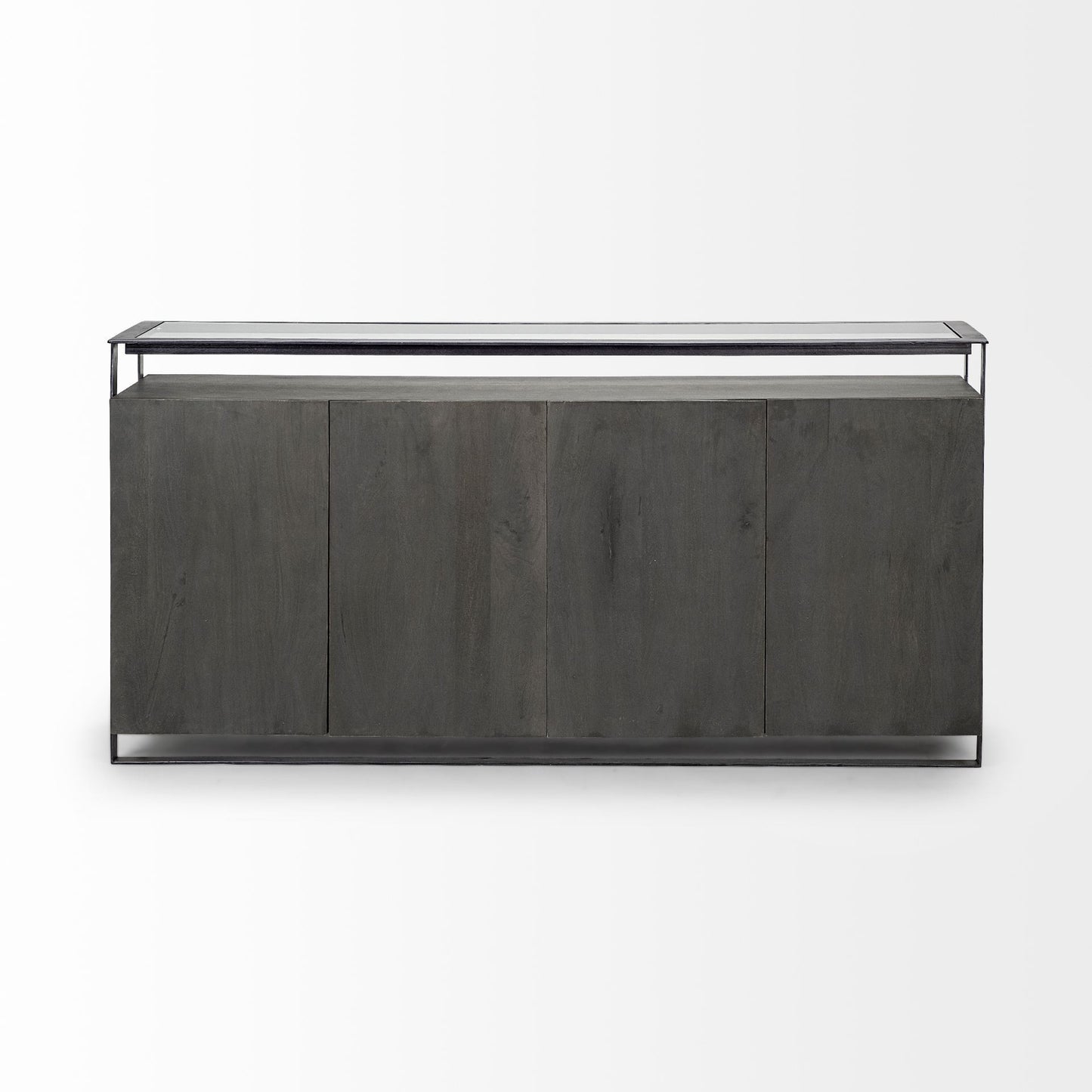 18" Black And Gray Solid Wood Sideboard