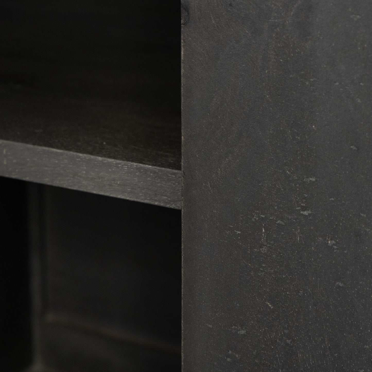 18" Black And Gray Solid Wood Sideboard