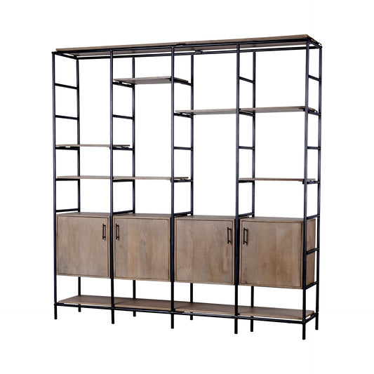 Librería de metal y madera marrón de 90"