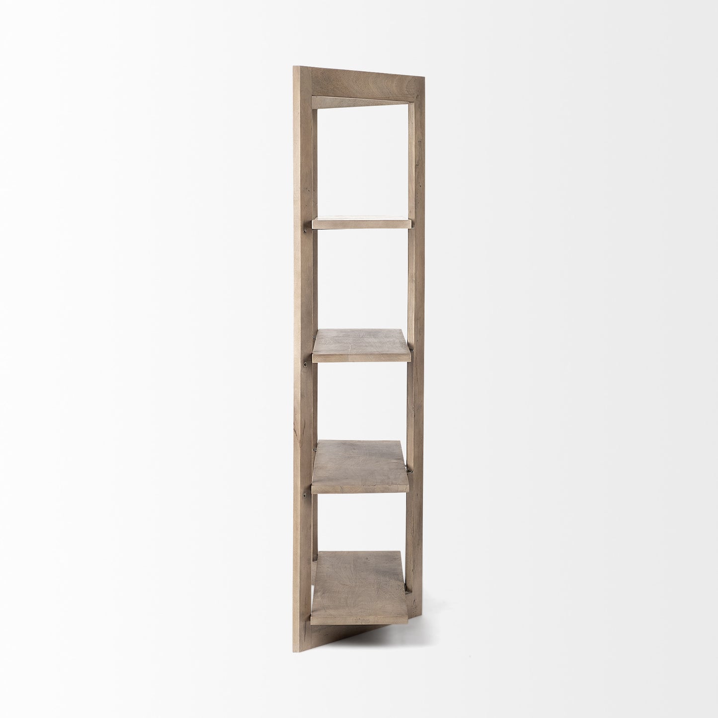 72" Brown Solid Wood and Wood Four Tier Bookcase