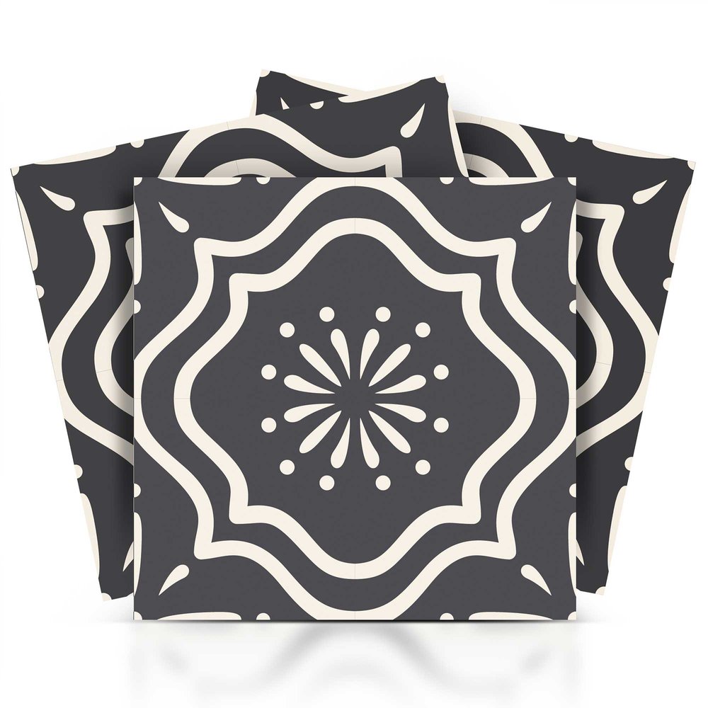 8" X 8" Burst Gray And White Peel And Stick Removable Tiles