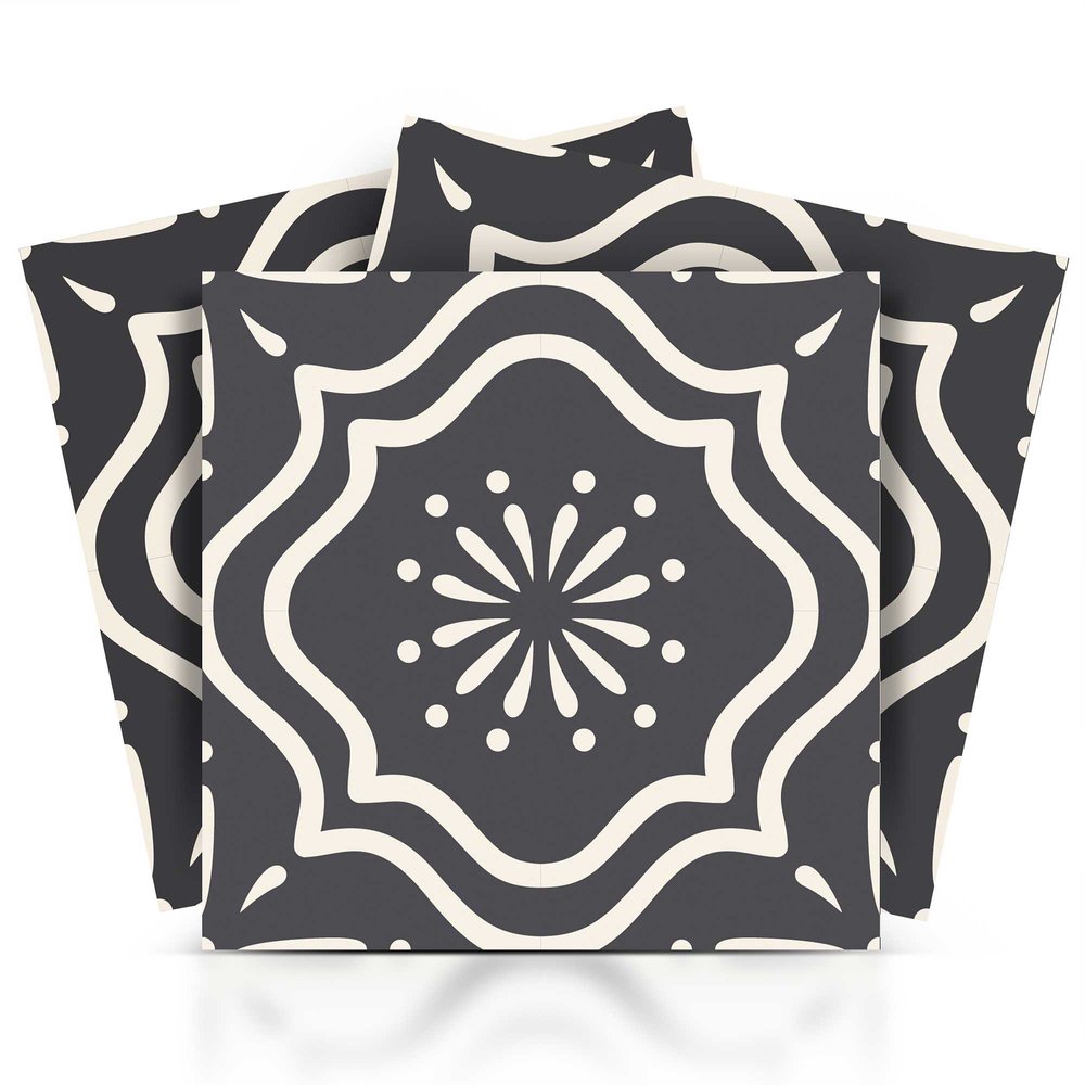 8" X 8" Burst Gray And White Peel And Stick Removable Tiles