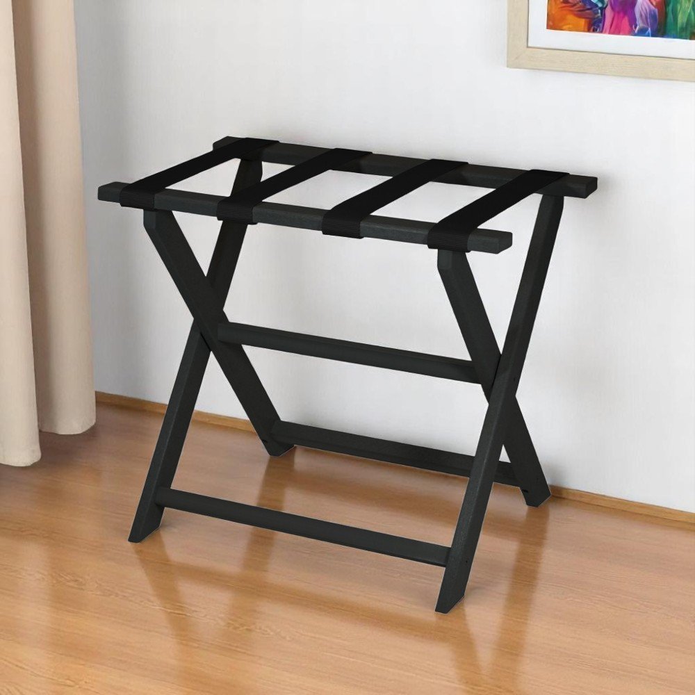 Portaequipajes plegable ecológico negro con correas negras