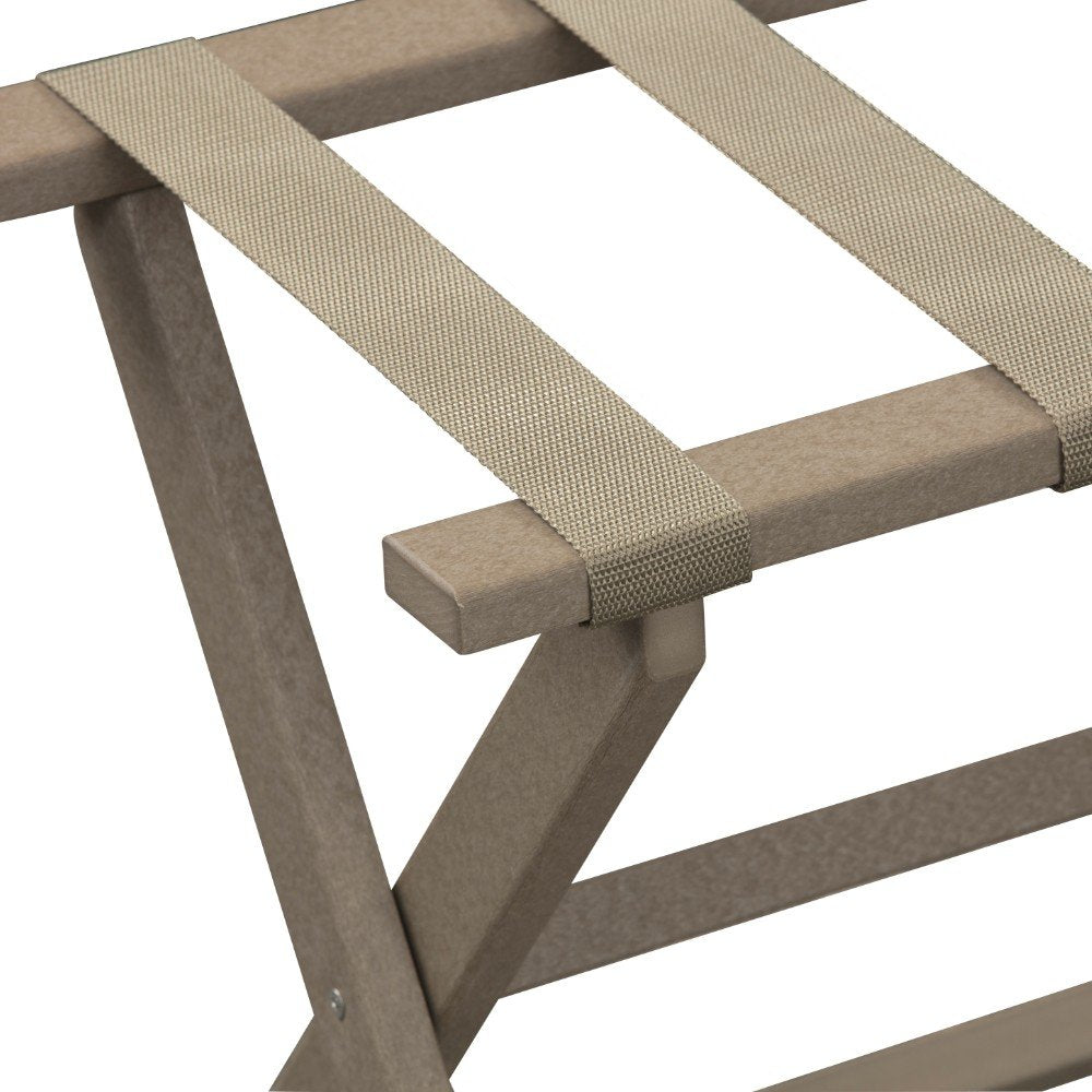Portaequipajes plegable ecológico en color topo con correas color tostado oscuro
