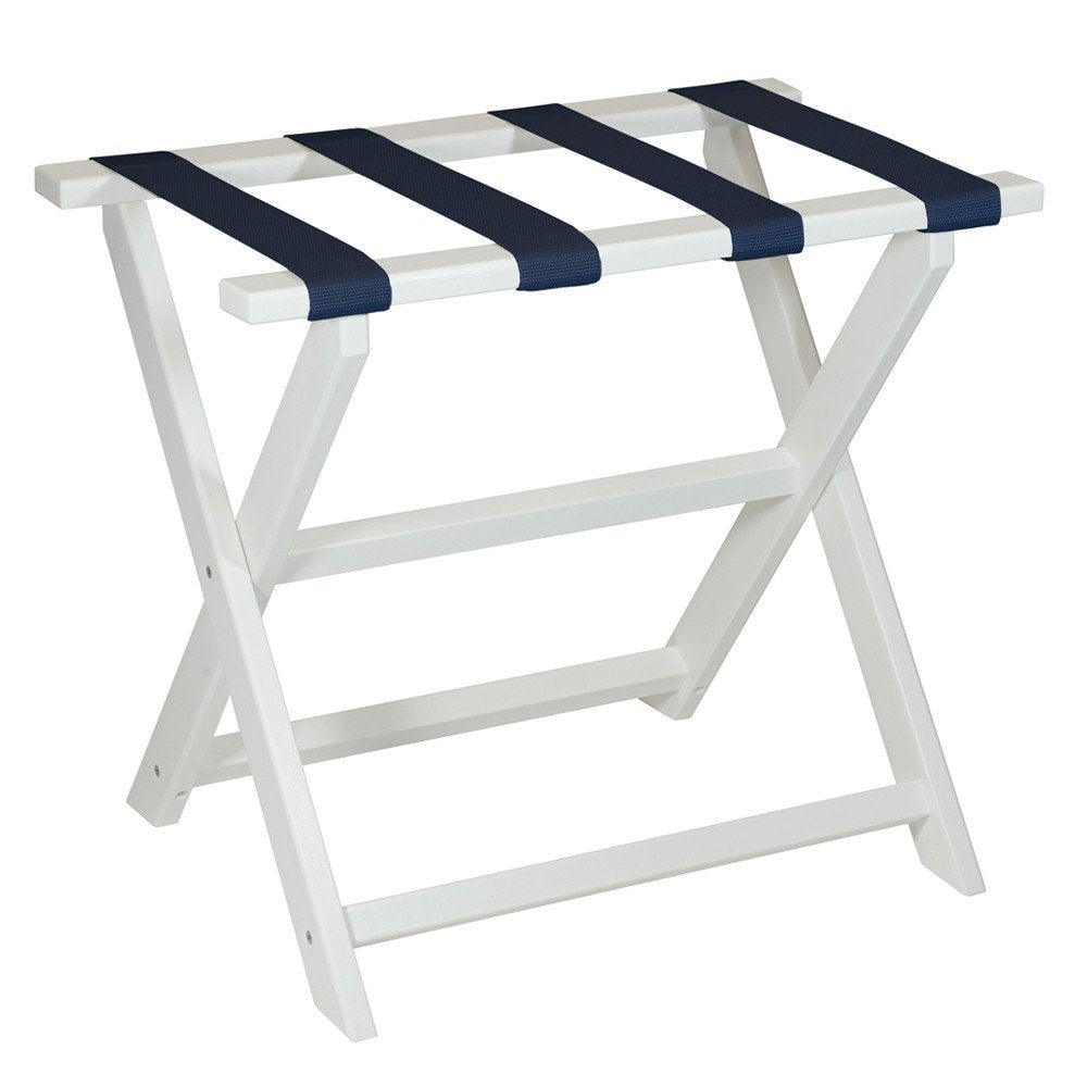 Portaequipajes plegable ecológico blanco con correas azul marino