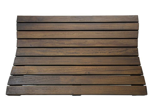 Alfombra de baño antideslizante de 23" con listones de teca marrón oscuro