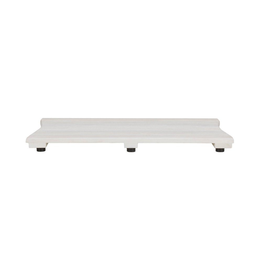 Alfombra de baño antideslizante de teca blanca de 23"