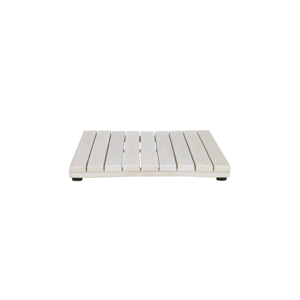 Alfombra de baño antideslizante de teca blanca de 23"
