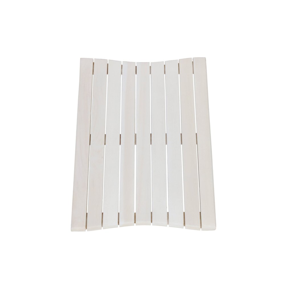 Alfombra de baño antideslizante de teca blanca de 23"