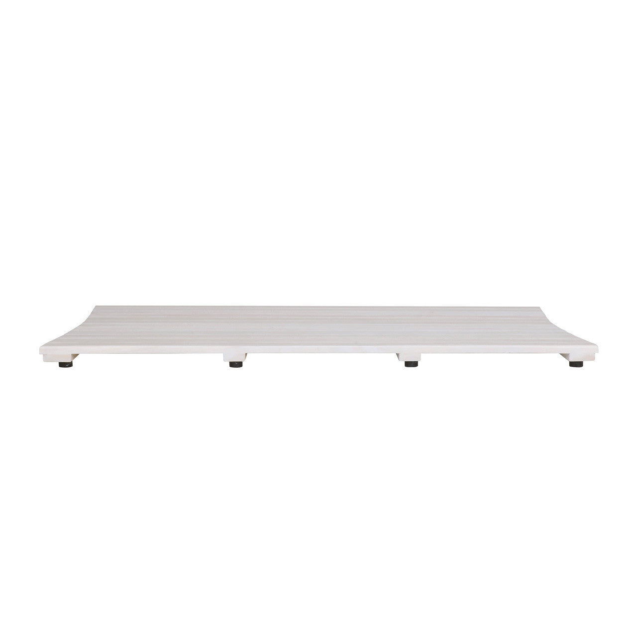 Alfombra de baño antideslizante de listones de teca blanca de 40"