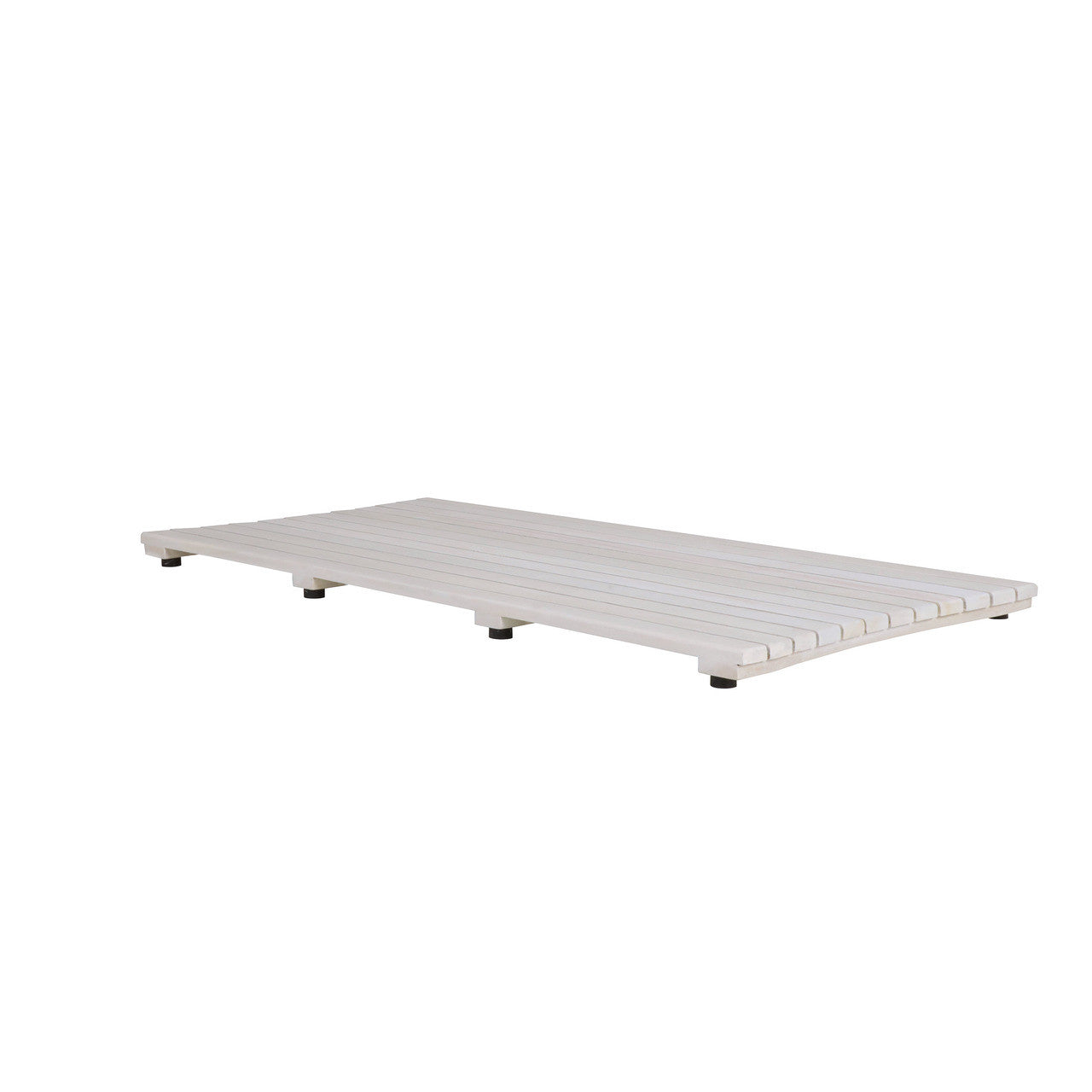 Alfombra de baño antideslizante de listones de teca blanca de 40"