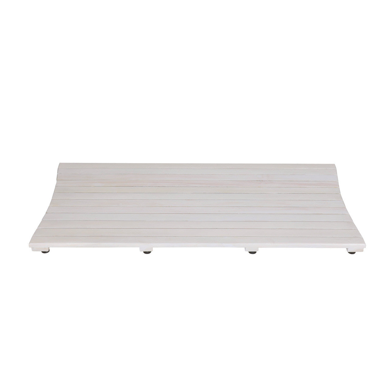 Alfombra de baño antideslizante de listones de teca blanca de 40"
