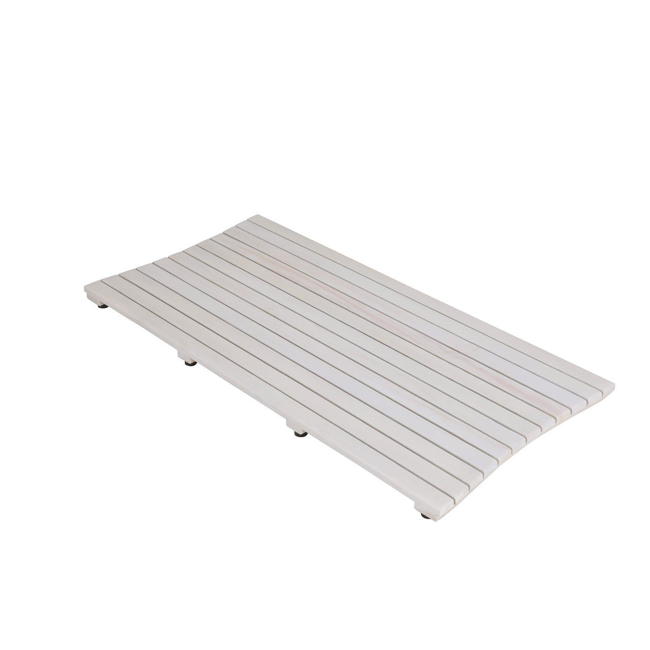 Alfombra de baño antideslizante de listones de teca blanca de 40"