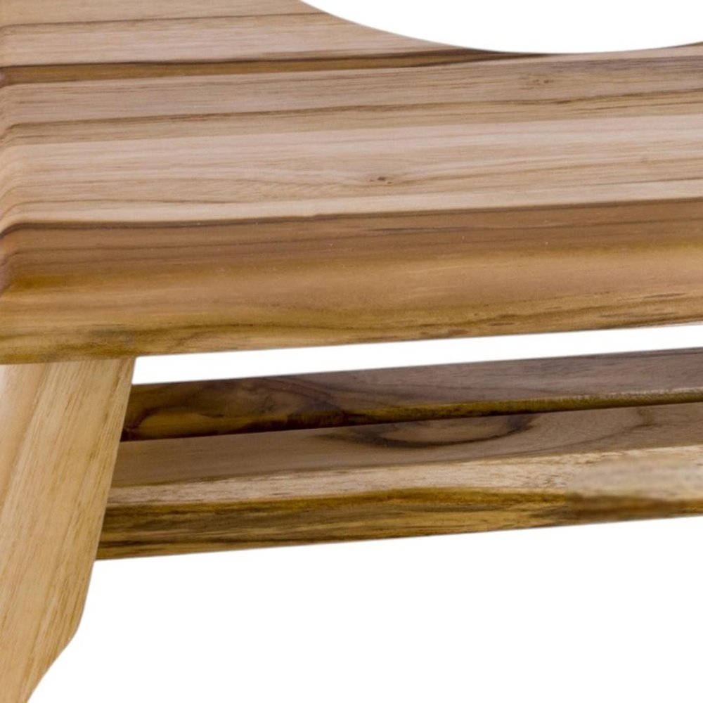 Taburete de baño de teca maciza natural de 8"