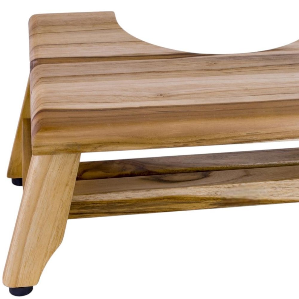 Taburete de baño de teca maciza natural de 8"