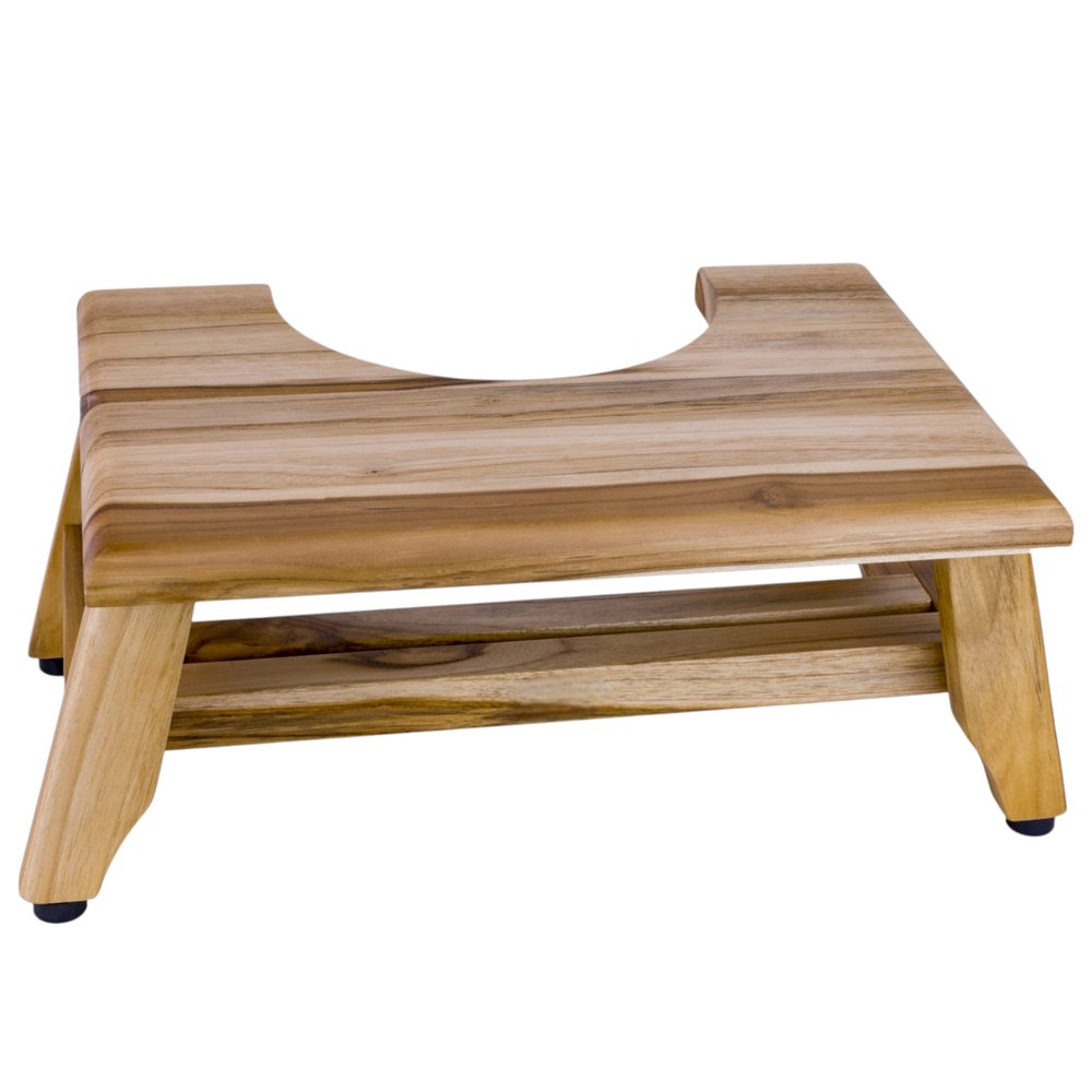 Taburete de baño de teca maciza natural de 8"