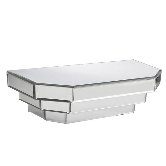 Estante flotante colgante dimensional de vidrio espejado plateado de 16"