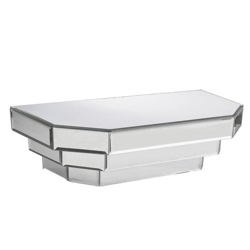 Estante flotante colgante dimensional de vidrio espejado plateado de 16"