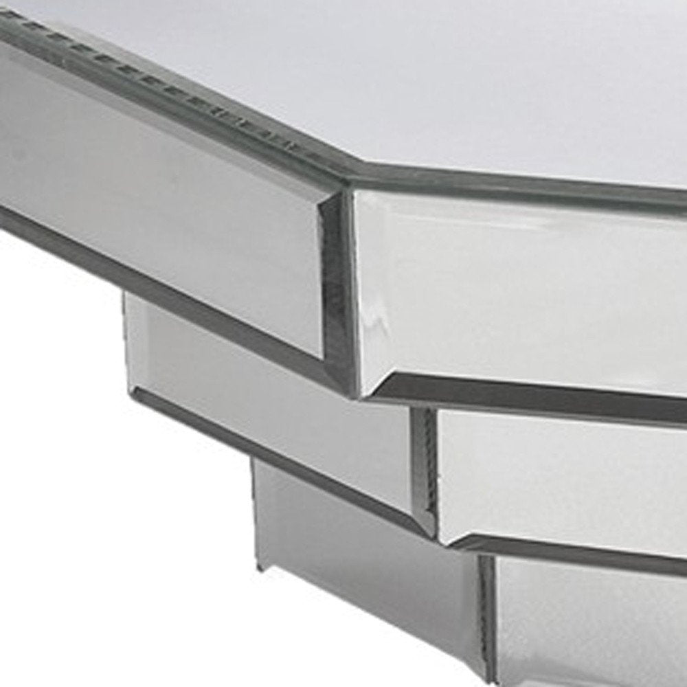 Estante flotante colgante dimensional de vidrio espejado plateado de 16"