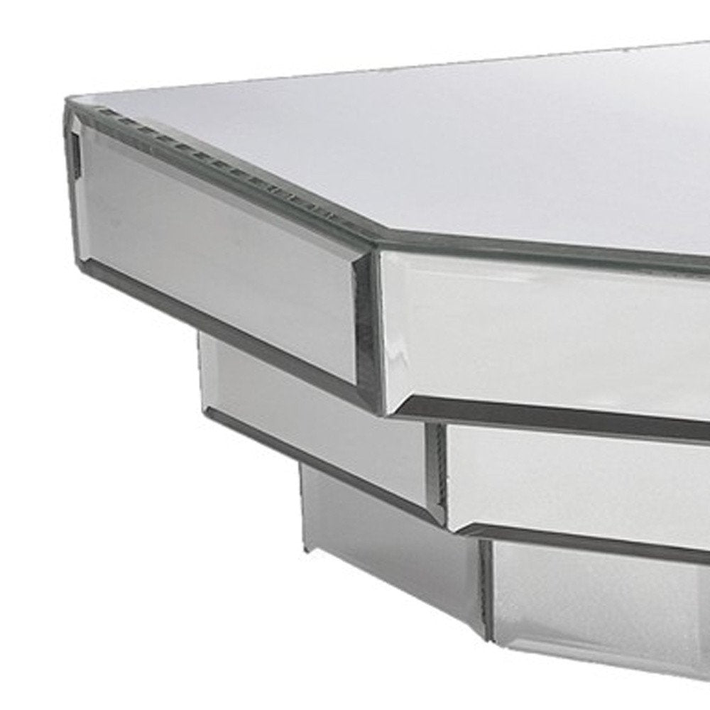 Estante flotante colgante dimensional de vidrio espejado plateado de 16"