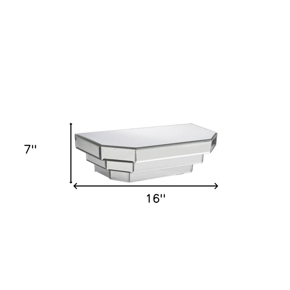 Estante flotante colgante dimensional de vidrio espejado plateado de 16"