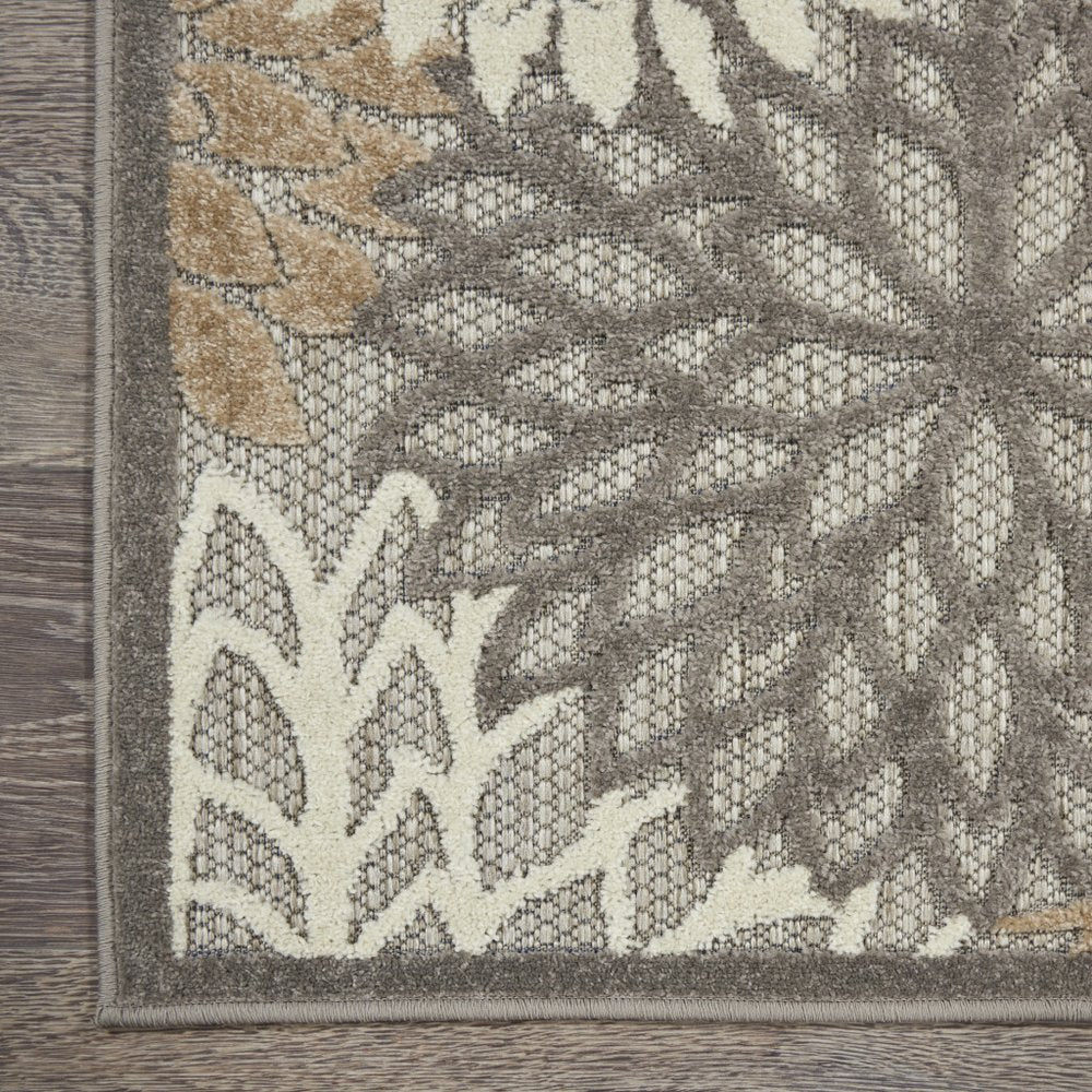 10' Gray And Ivory Indoor Outdoor Area Rug