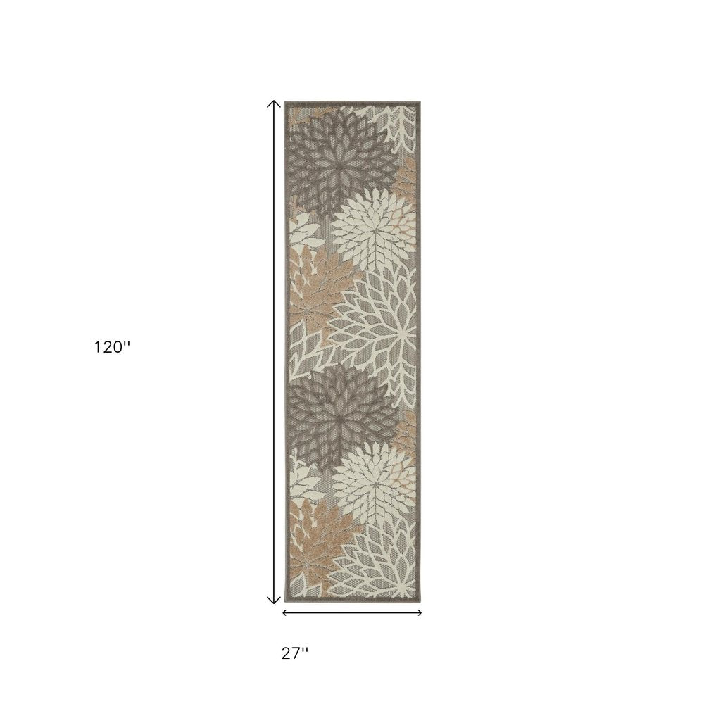10' Gray And Ivory Indoor Outdoor Area Rug