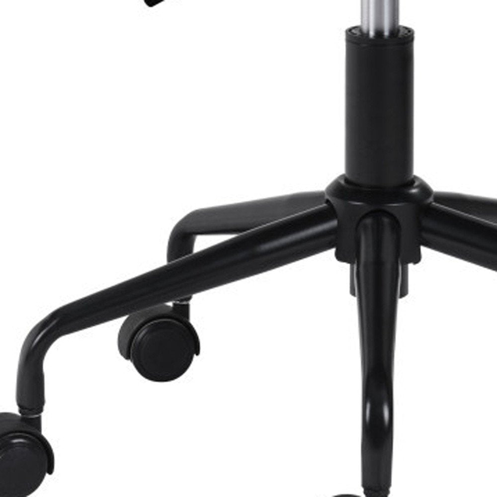 Silla de oficina giratoria ajustable de piel sintética en blanco y negro